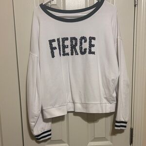 White Sweatshirt with Fierce Graphic